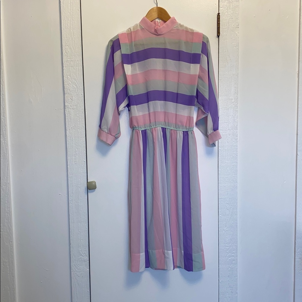 80s Vintage Pastel Striped Golden Girls Dress